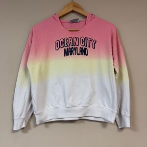 Ocean City Maryland Ombre Hoodie Girls L Sweatshirt MD Beach Vacation Trip Shore